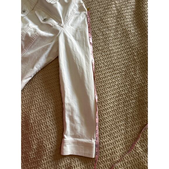 ESCADA White Floral Embroidered Cotton Trucker Jacket Size 42 - Picture 6 of 8